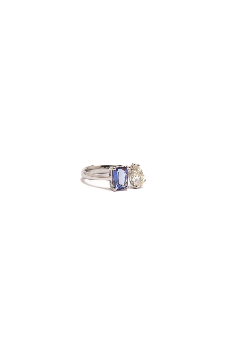 Anello in Platino con Diamante 1ct e Tanzanite 1,39ct - immagine 2