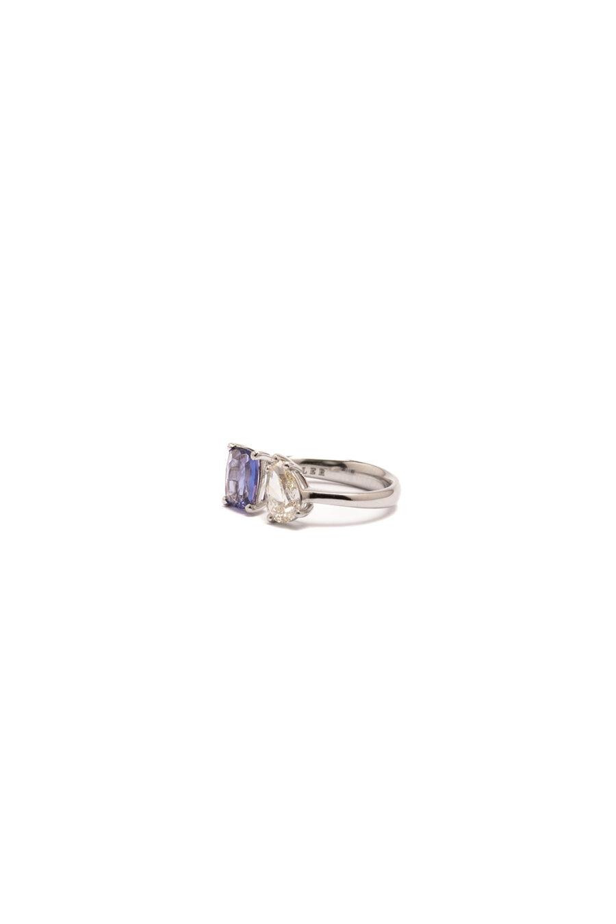 Anello in Platino con Diamante 1ct e Tanzanite 1,39ct - immagine 3