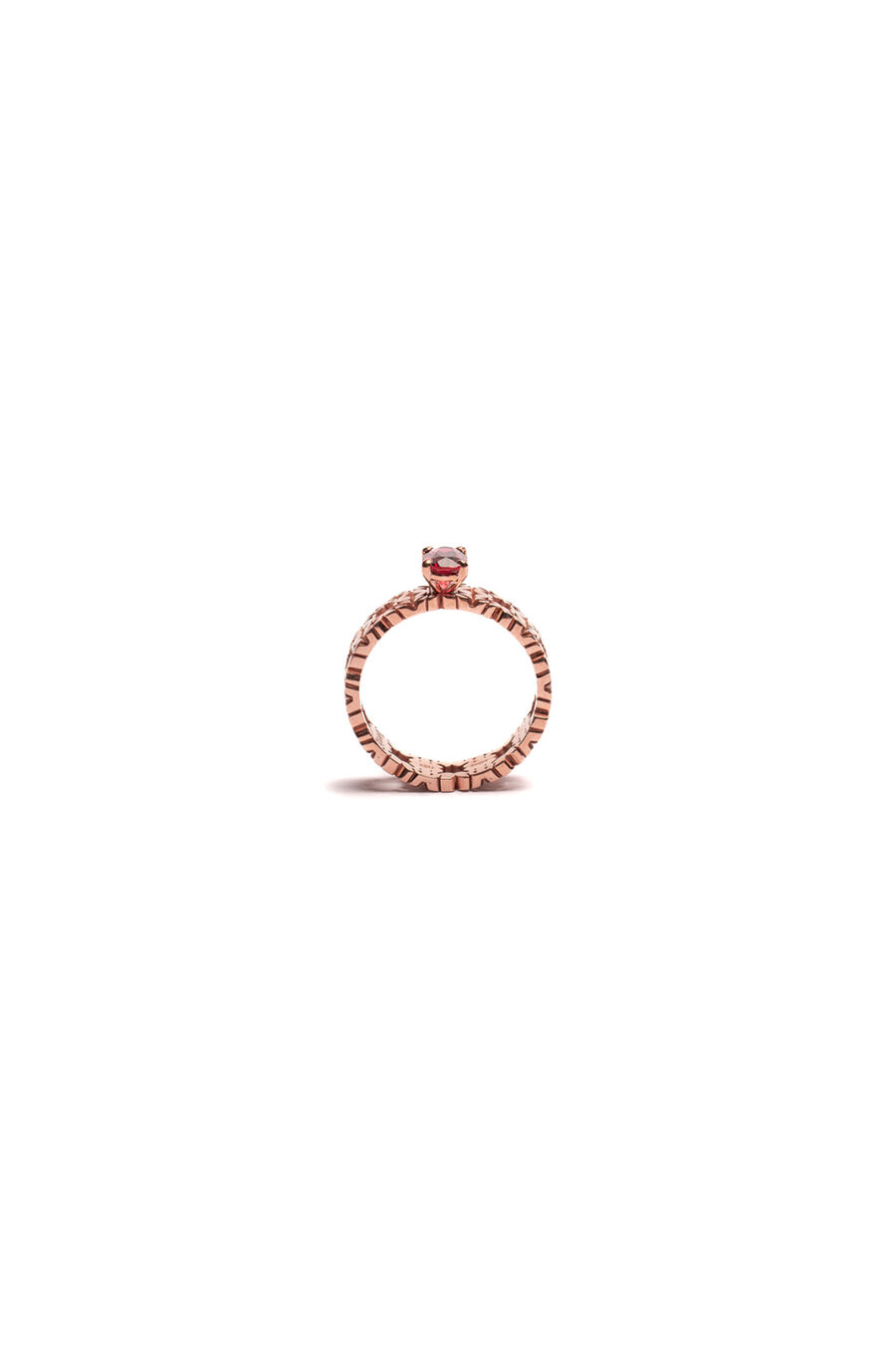 Fede Monogram Cler in Oro Rosa 9k con Rubino 0,8ct - immagine 3