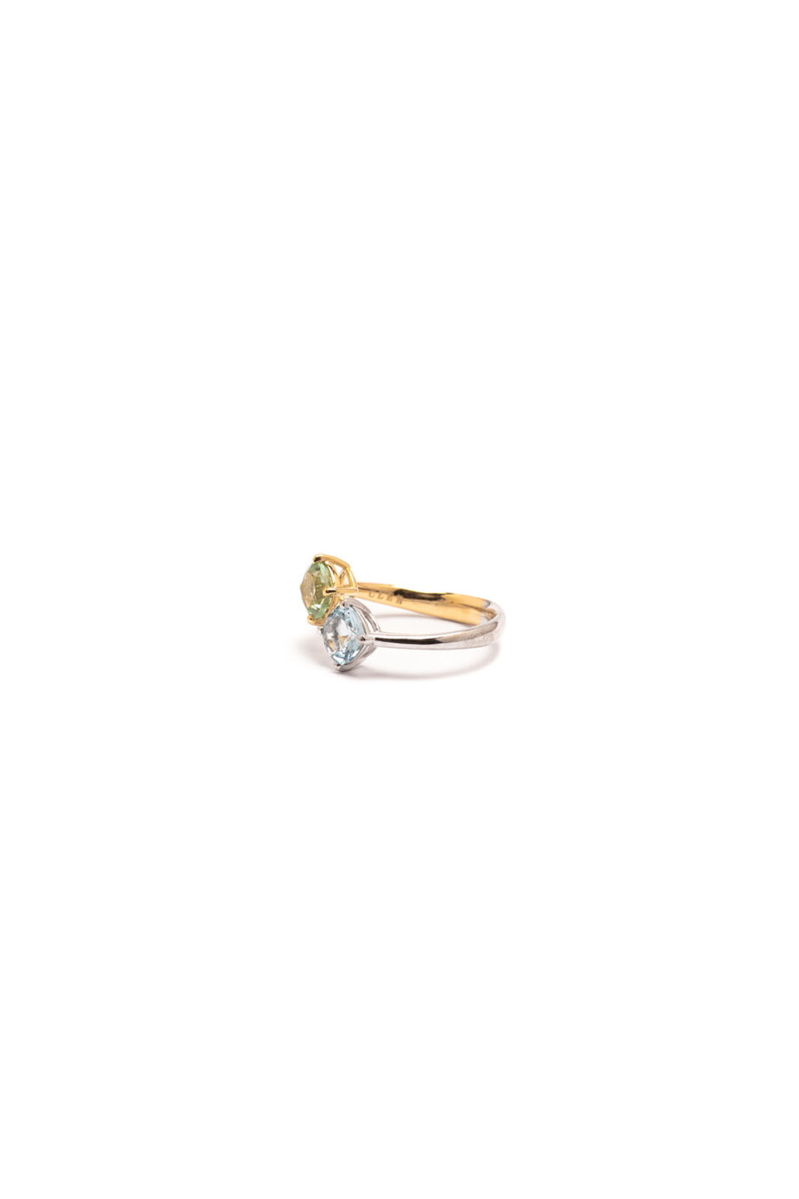 Anello in Oro Bianco e Oro Giallo 18k con Tormalina 1,07ct e Acquamarina 0,79ct - immagine 3
