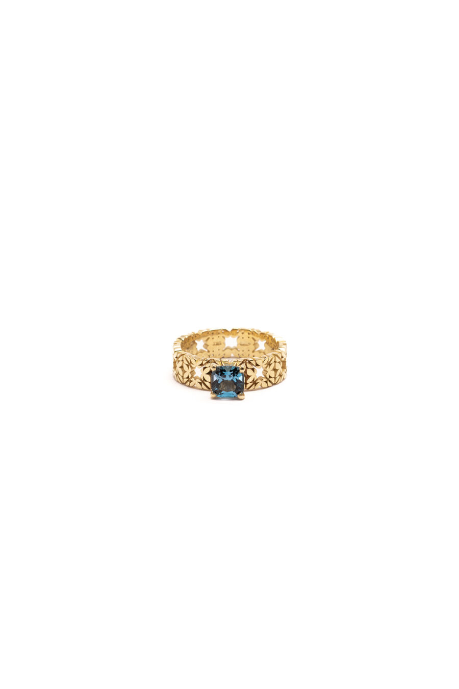 Fede Monogram Cler in Oro Giallo 9k con Topazio blu 1,04ct