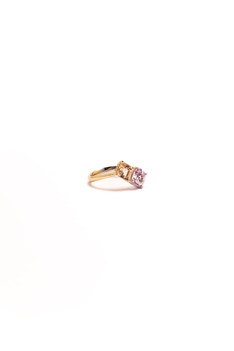 Anello in Oro Bianco e Oro Giallo 18k con Kunzite 1,56ct e Tormalina 1,17ct - immagine 2