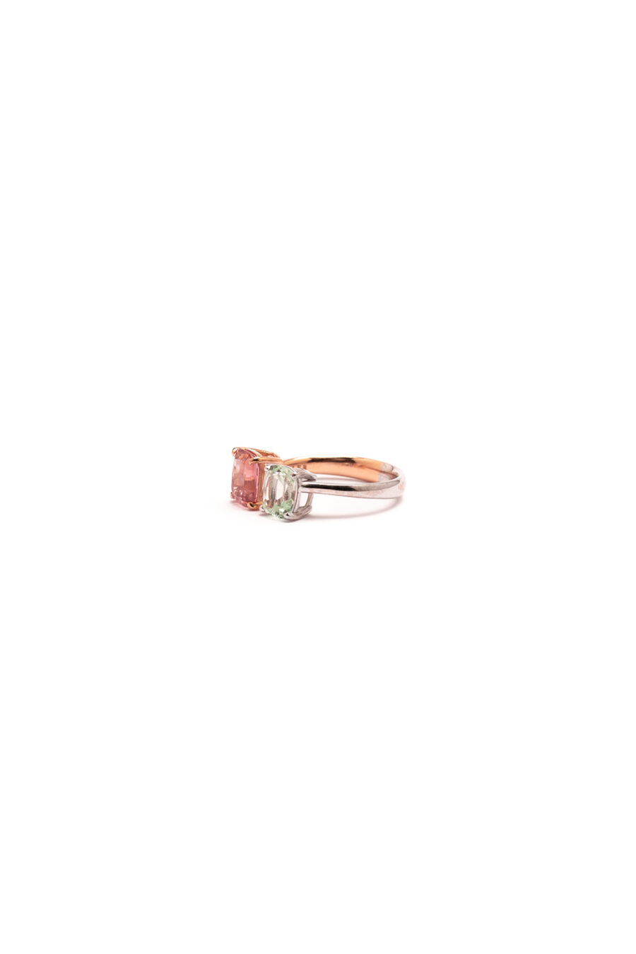 Anello in Oro Bianco e Oro Rosa 18k con Acquamarina 1,16ct e Tormalina 1,56ct - immagine 2