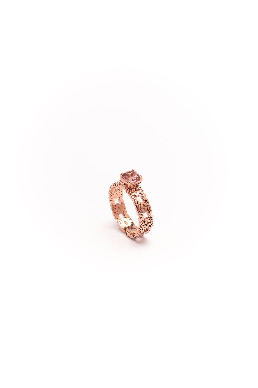 Fede Monogram Cler in Oro Rosa 9k con Tormalina 1,07ct - immagine 3