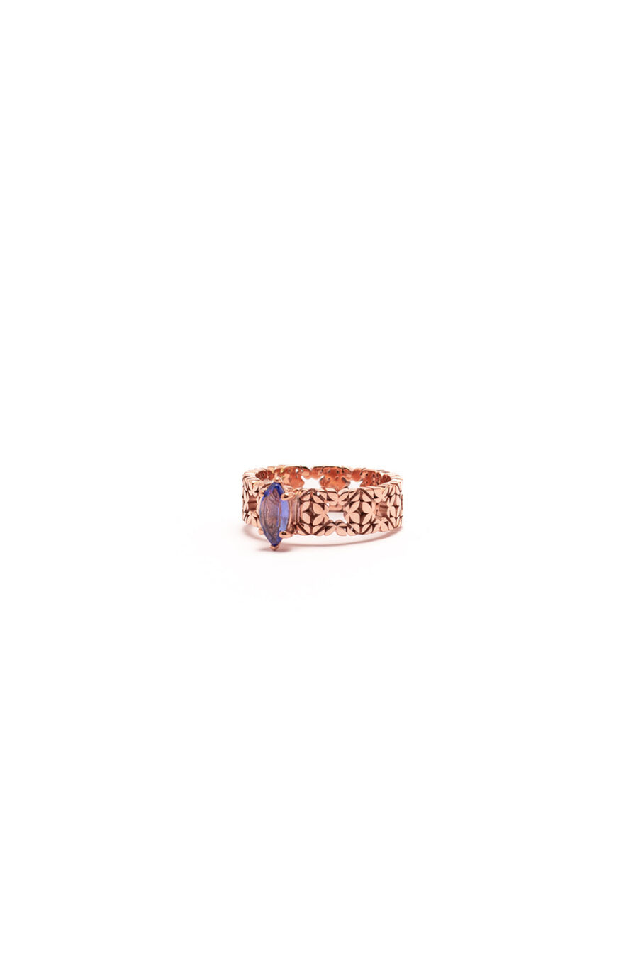 Fede Monogram Cler in Oro Rosa 9k con Tanzanite 0,51ct - immagine 4