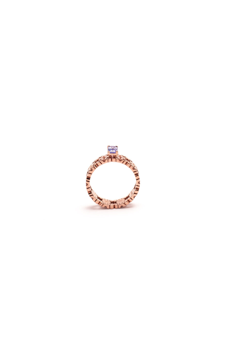 Fede Monogram Cler in Oro Rosa 9k con Tanzanite 0,48ct - immagine 3
