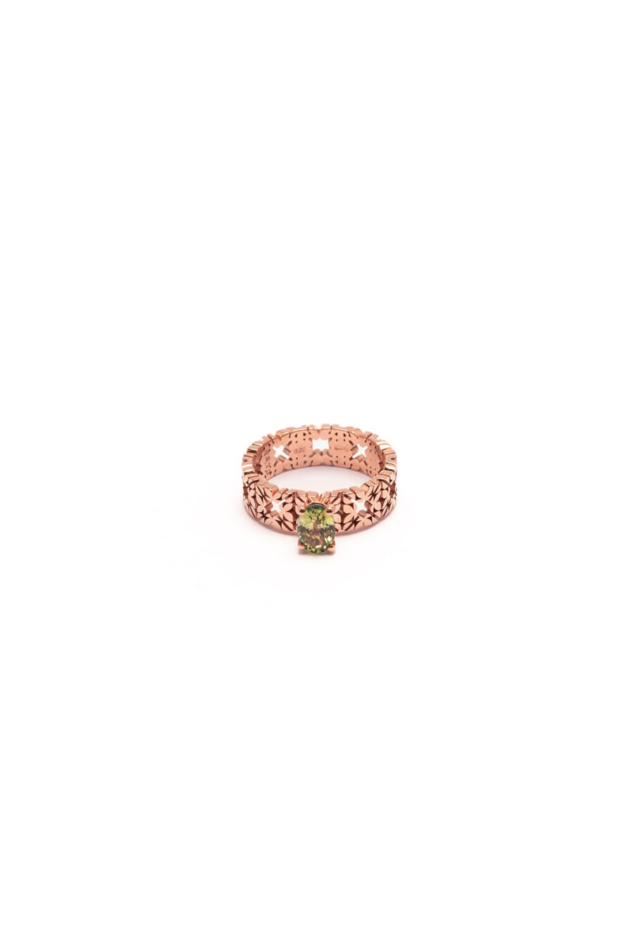 Fede Monogram Cler in Oro Rosa 9k con Peridoto 1,09ct