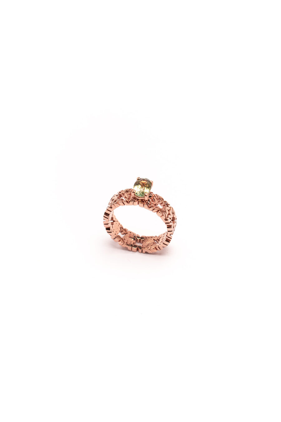 Fede Monogram Cler in Oro Rosa 9k con Peridoto 1,09ct - immagine 3