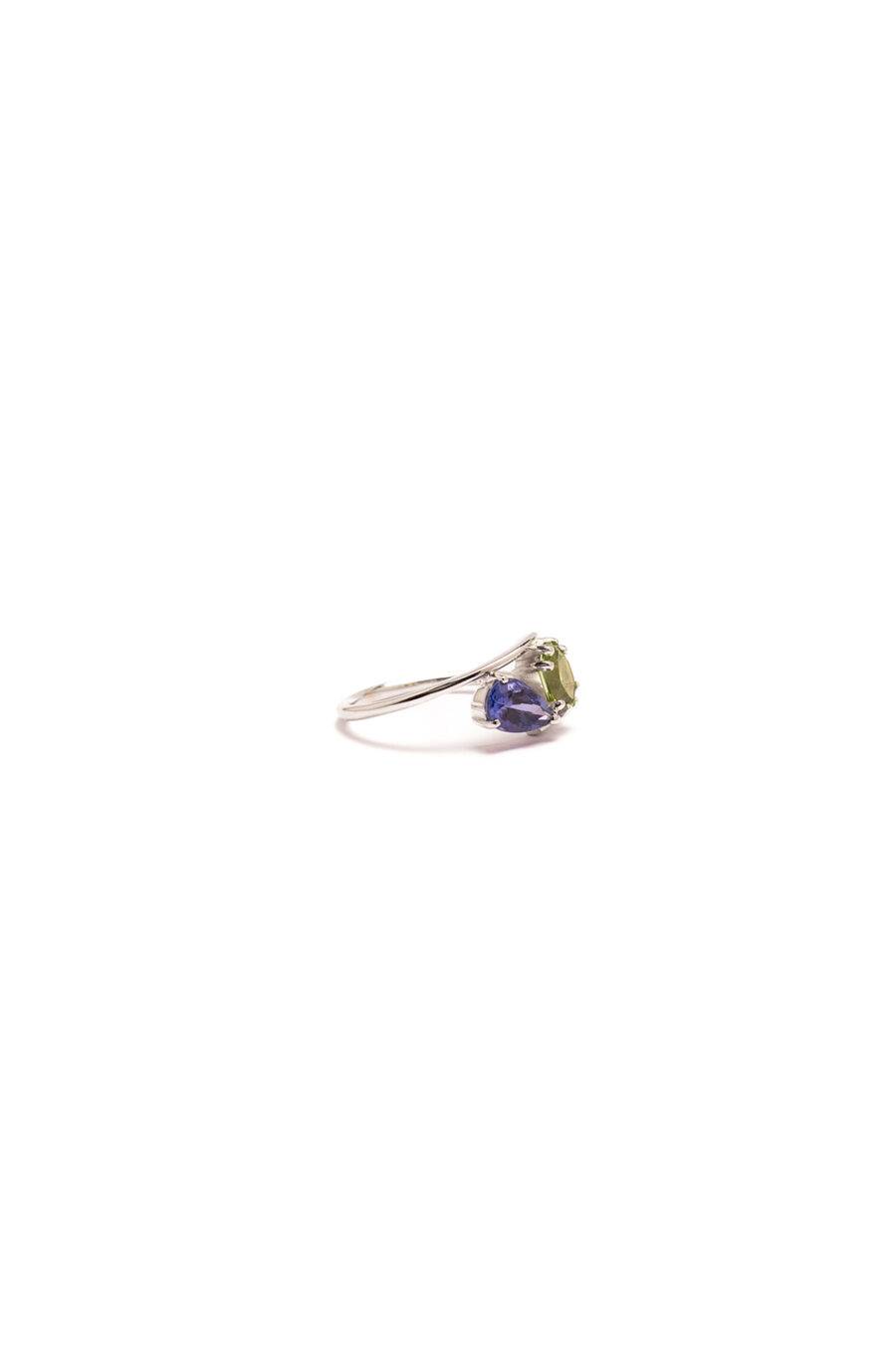 Anello in Oro Bianco 18k con Tormalina 0,67ct e Tanzanite 0,93ct - immagine 3
