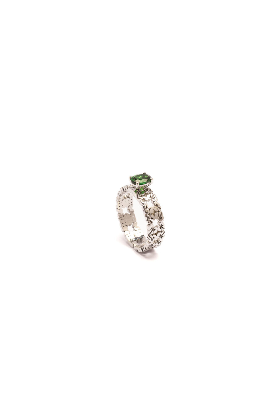 Fede Monogram Cler in Oro Bianco 9k con Tsavorite 0,84ct - immagine 3