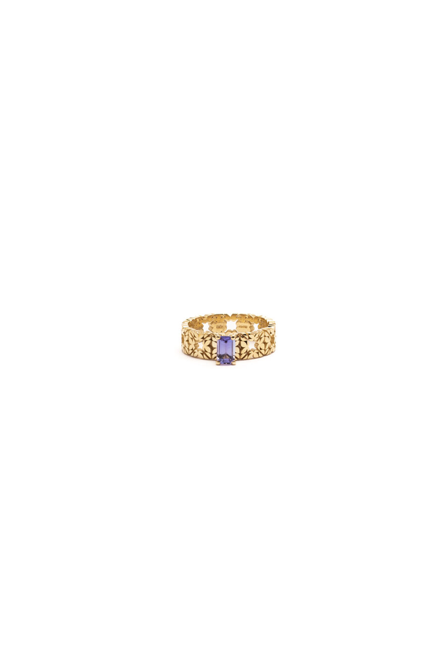 Fede Monogram in Oro Giallo 9k con Tanzanite 0,52ct
