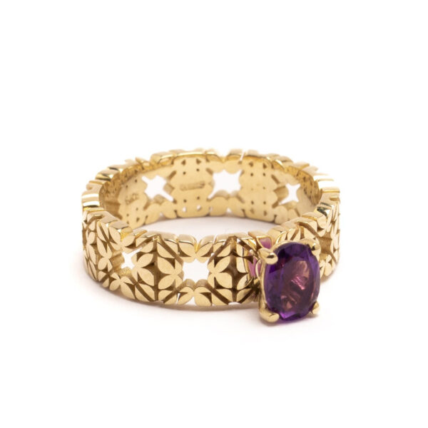 Fede Monogram Cler in Oro Giallo 9k con Ametista 0,64ct