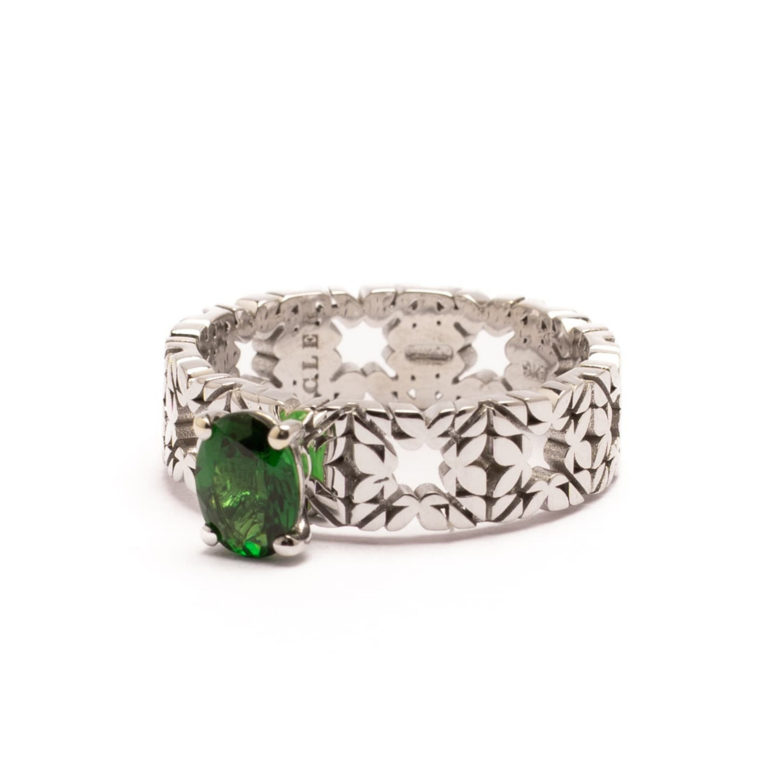 Fede Monogram Cler in Oro Bianco 9k con Tsavorite 0,84ct - immagine 3