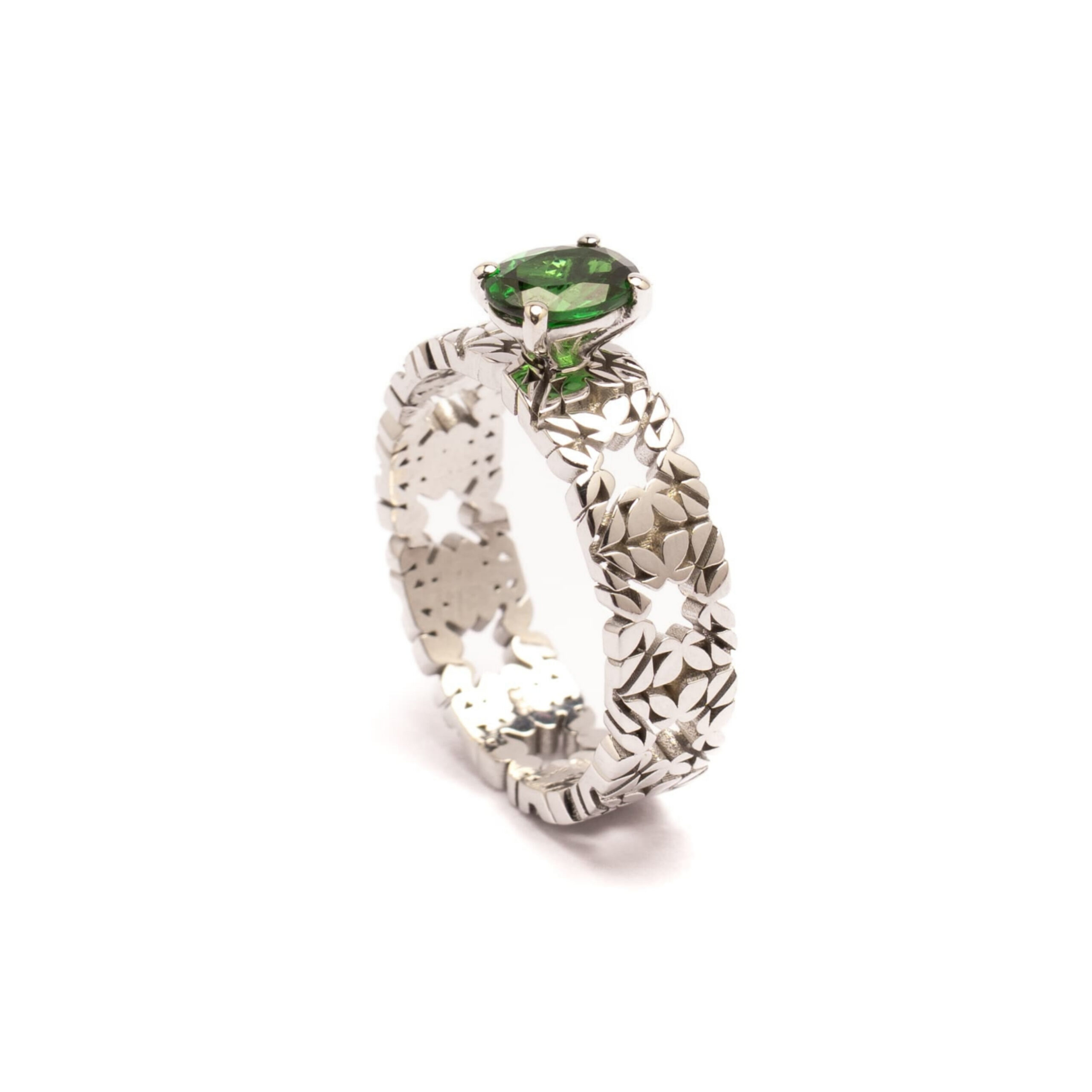 Fede Monogram Cler in Oro Bianco 9k con Tsavorite 0,84ct - immagine 2