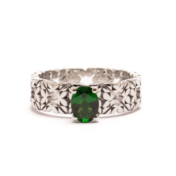 Fede Monogram Cler in Oro Bianco 9k con Tsavorite 0,84ct