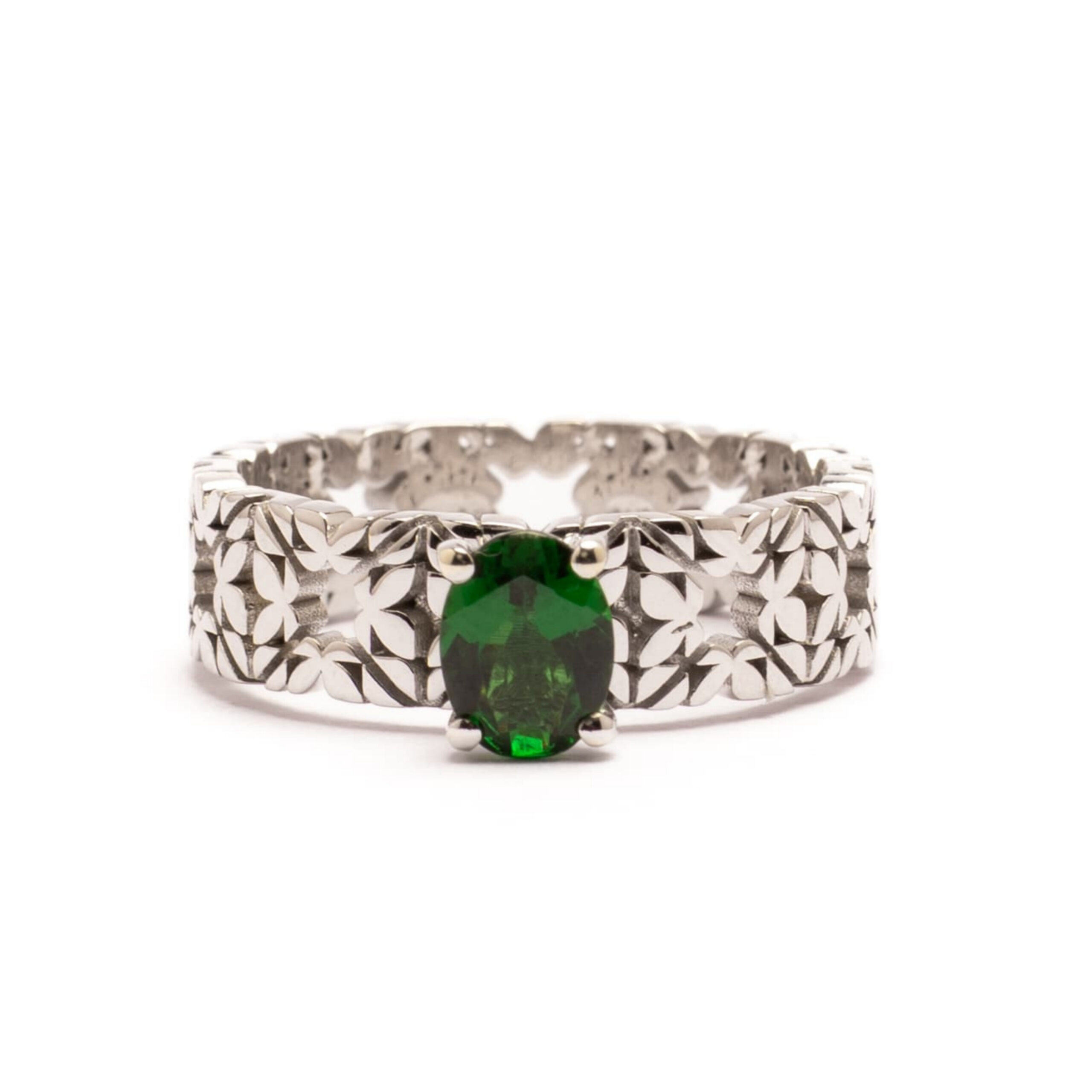 Fede Monogram Cler in Oro Bianco 9k con Tsavorite 0,84ct