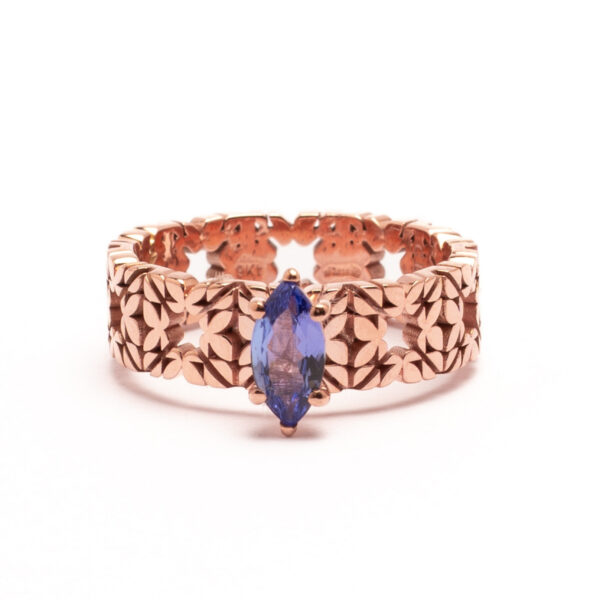 Fede Monogram Cler in Oro Rosa 9k con Tanzanite 0,51ct