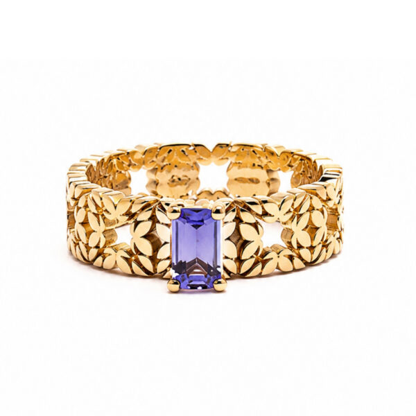Fede Monogram in Oro Giallo 9k con Tanzanite 0,52ct