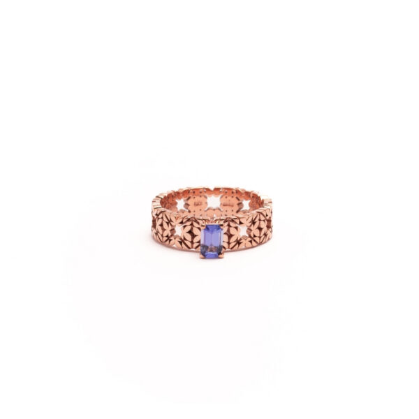 Fede Monogram Cler in Oro Rosa 9k con Tanzanite 0,48ct