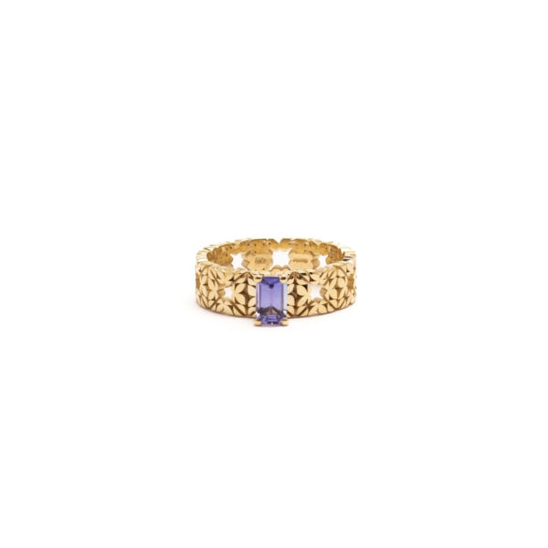 Fede Monogram in Oro Giallo 9k con Tanzanite 0,52ct