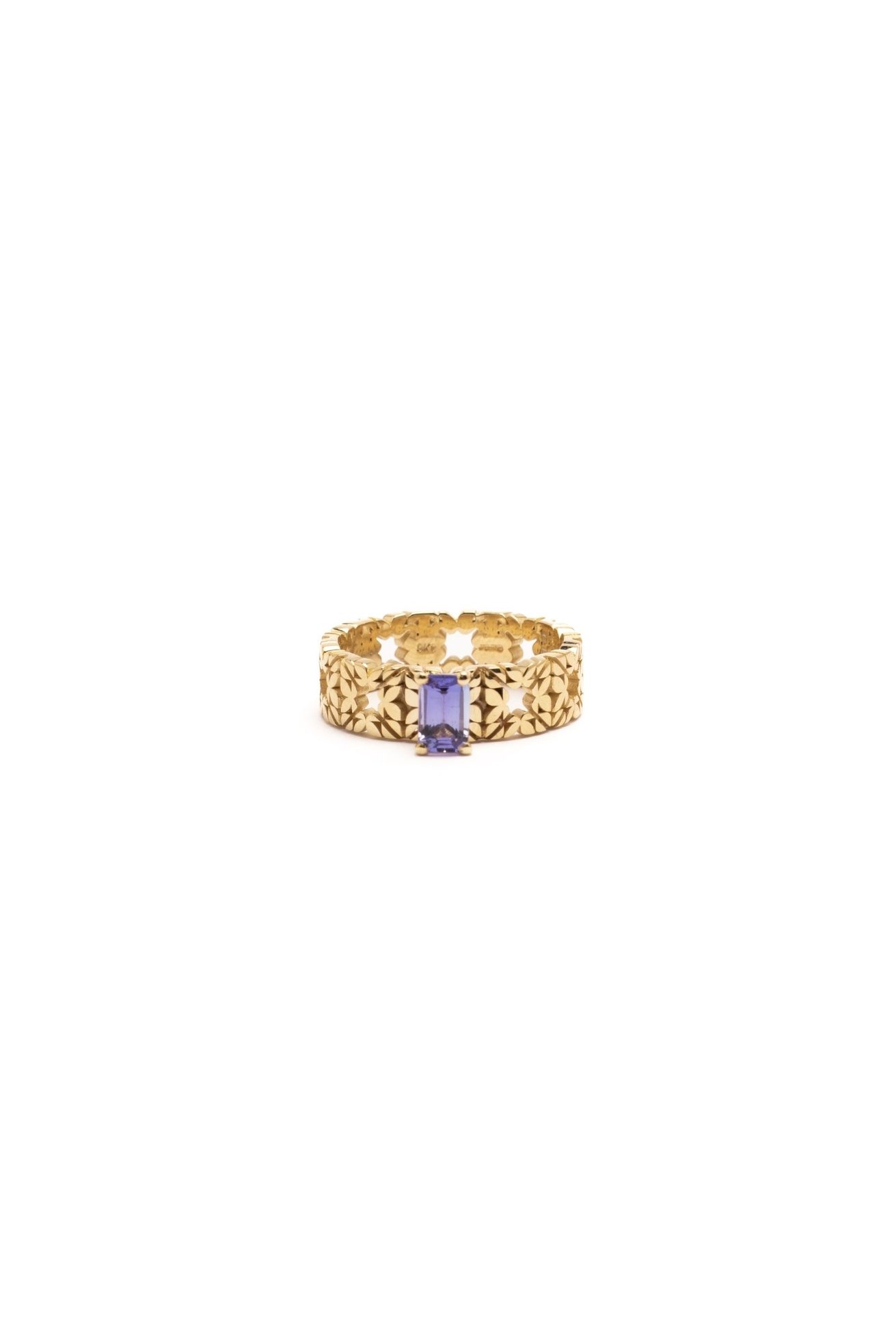 Fede Monogram in Oro Giallo 9k con Tanzanite 0,52ct