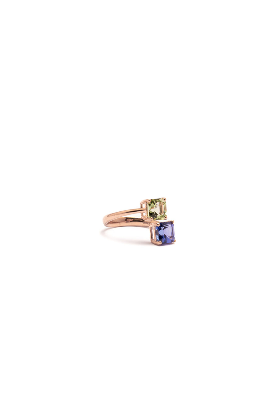Anello in Oro Rosa 18k con Tanzanite 2,13ct e Tormalina 1,89ct - immagine 3