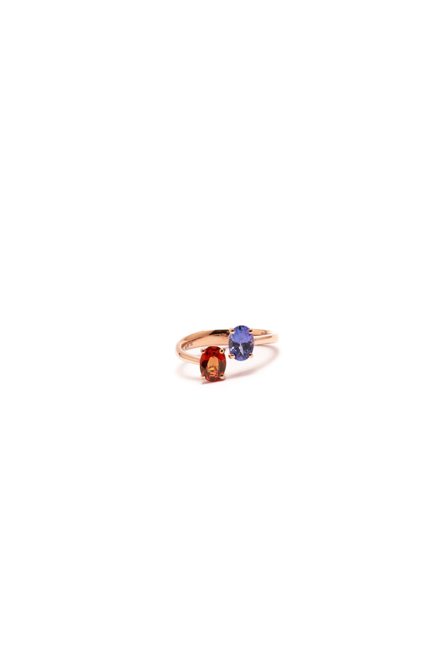 Anello in Oro Rosa 18k con Zaffiro 1,03ct e Tanzanite 0,8ct