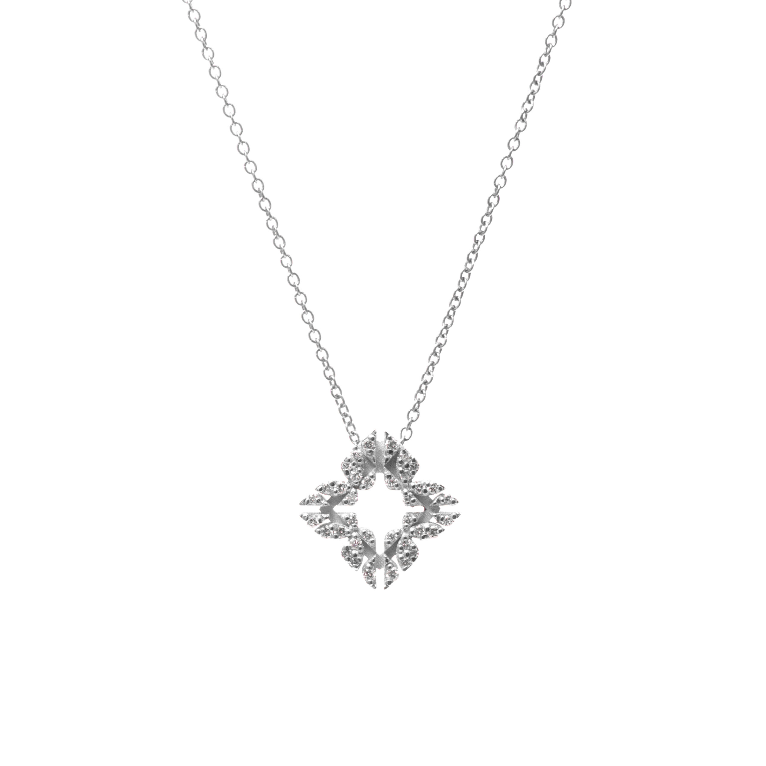 Collana Monogram Cler in Oro Bianco 9k con Diamanti D color 0,12ct