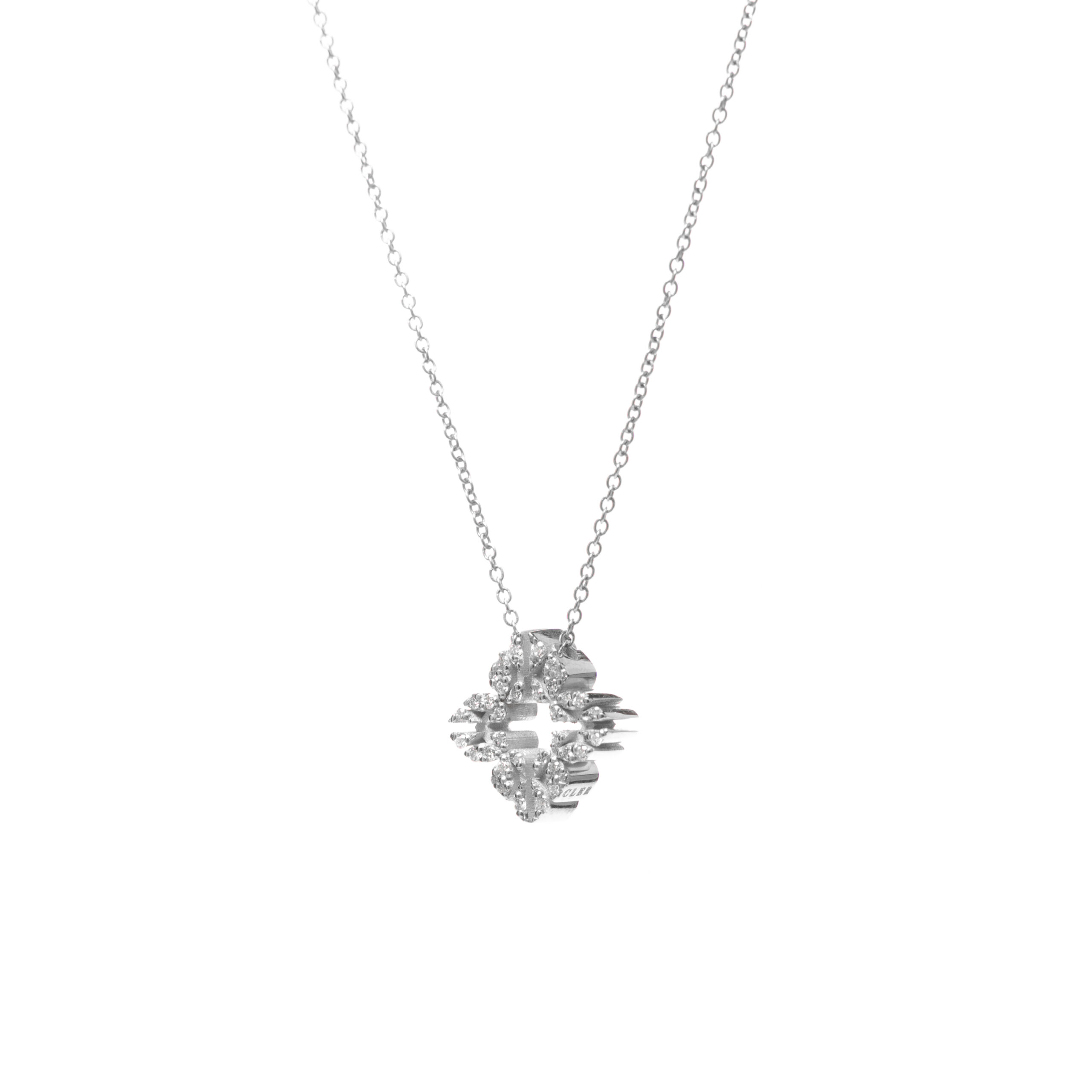 Collana Monogram Cler in Oro Bianco 9k con Diamanti D color 0,12ct - immagine 2