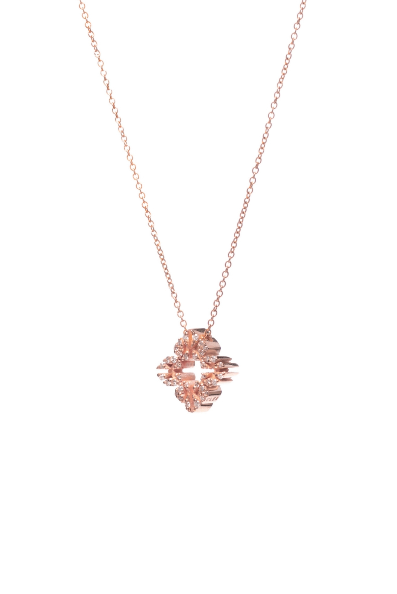 Collana Monogram Cler in Oro Rosa 9k con Diamanti D color 0,12ct - immagine 2
