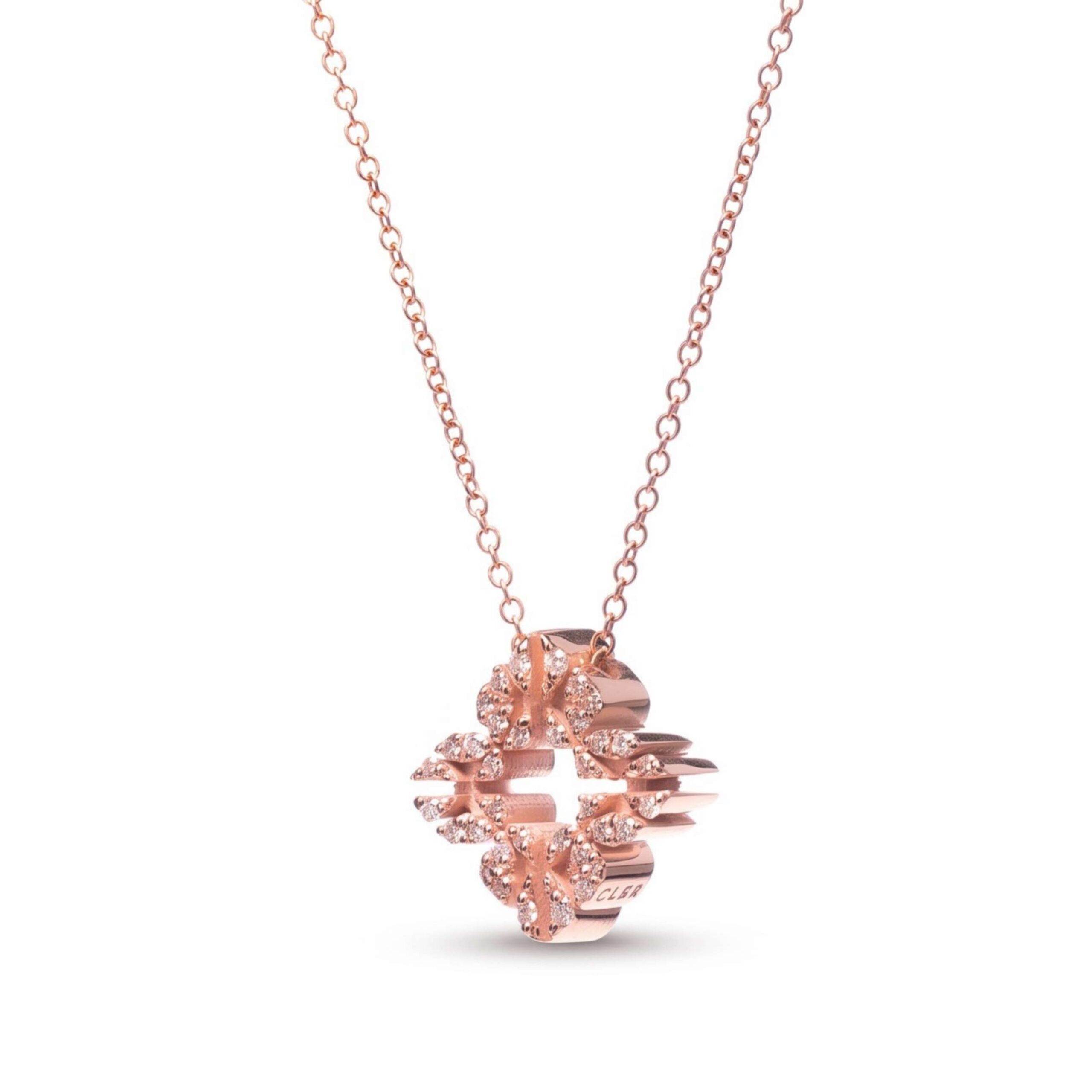 Collana Monogram Cler in Oro Rosa 9k con Diamanti D color 0,12ct - immagine 2