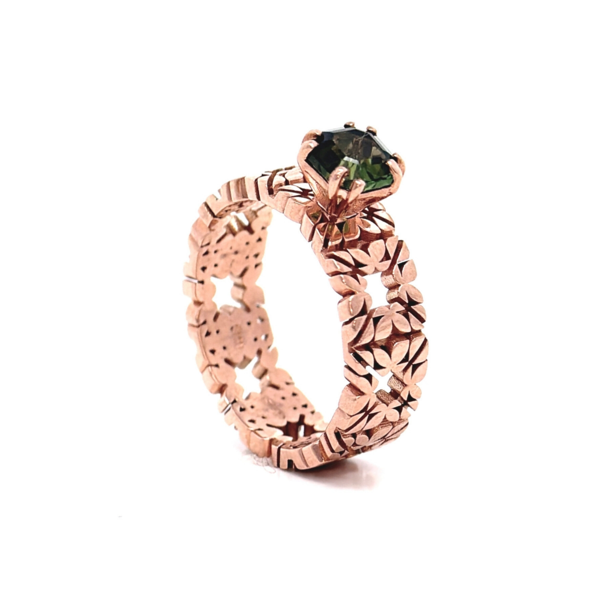 Fede Monogram Cler in Oro Rosa 9k con Tormalina 0,7ct - immagine 3