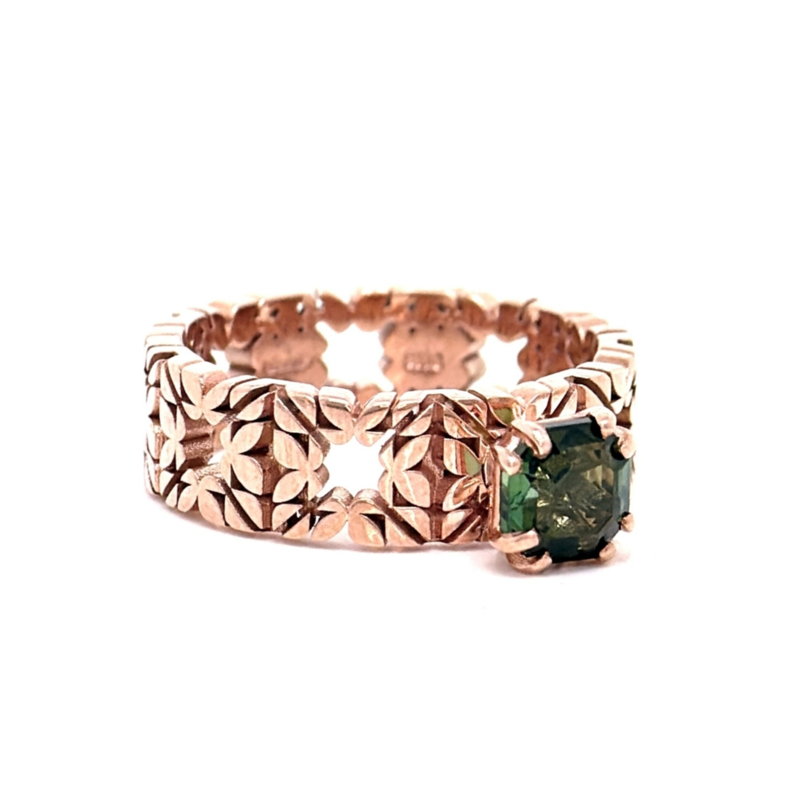 Fede Monogram Cler in Oro Rosa 9k con Tormalina 0,7ct - immagine 2