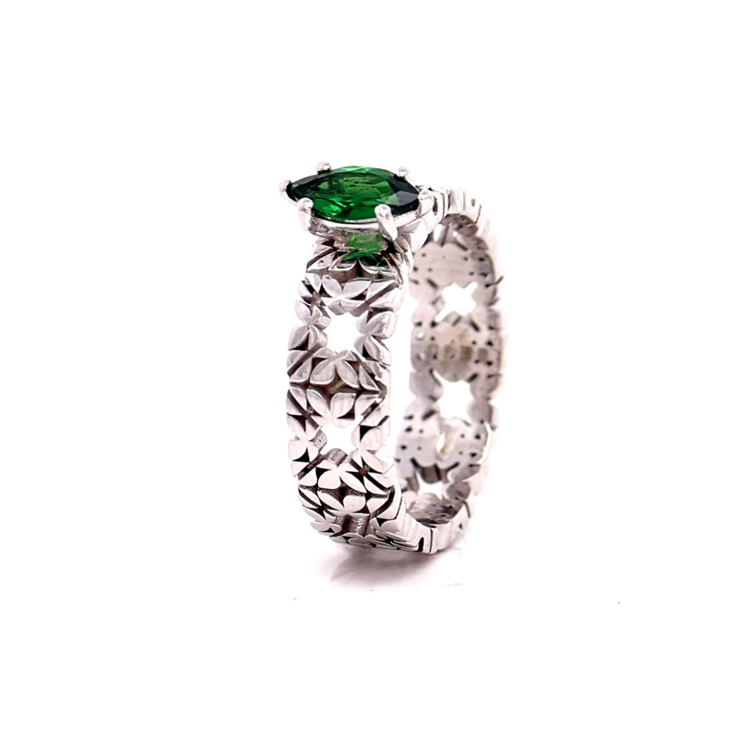 Fede Monogram Cler in Oro Bianco 9k con Tsavorite 0,43ct - immagine 2