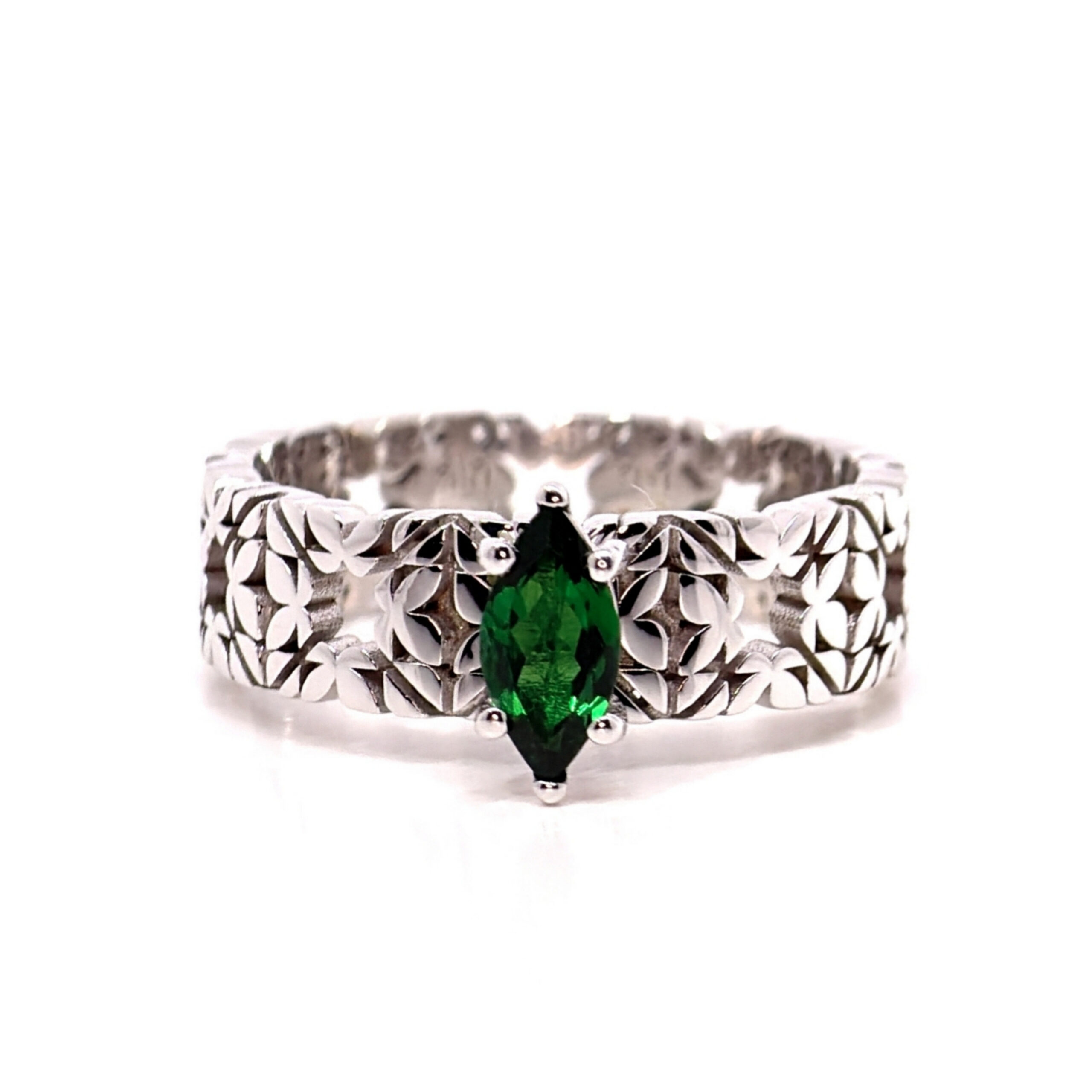 Fede Monogram Cler in Oro Bianco 9k con Tsavorite 0,43ct