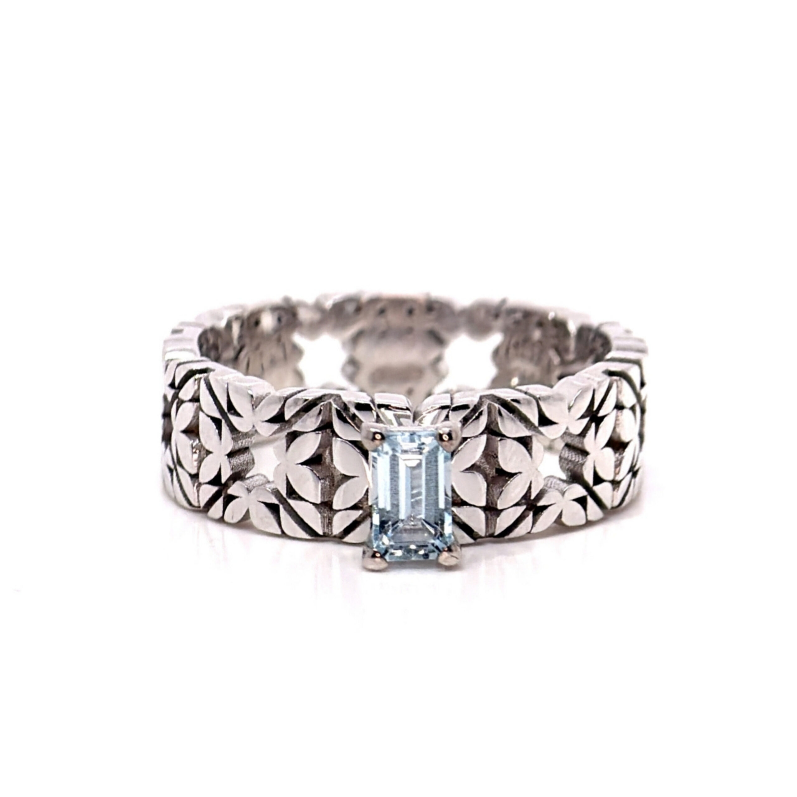 Fede Monogram Cler in Oro Bianco 9k con Acquamarina 0,27ct