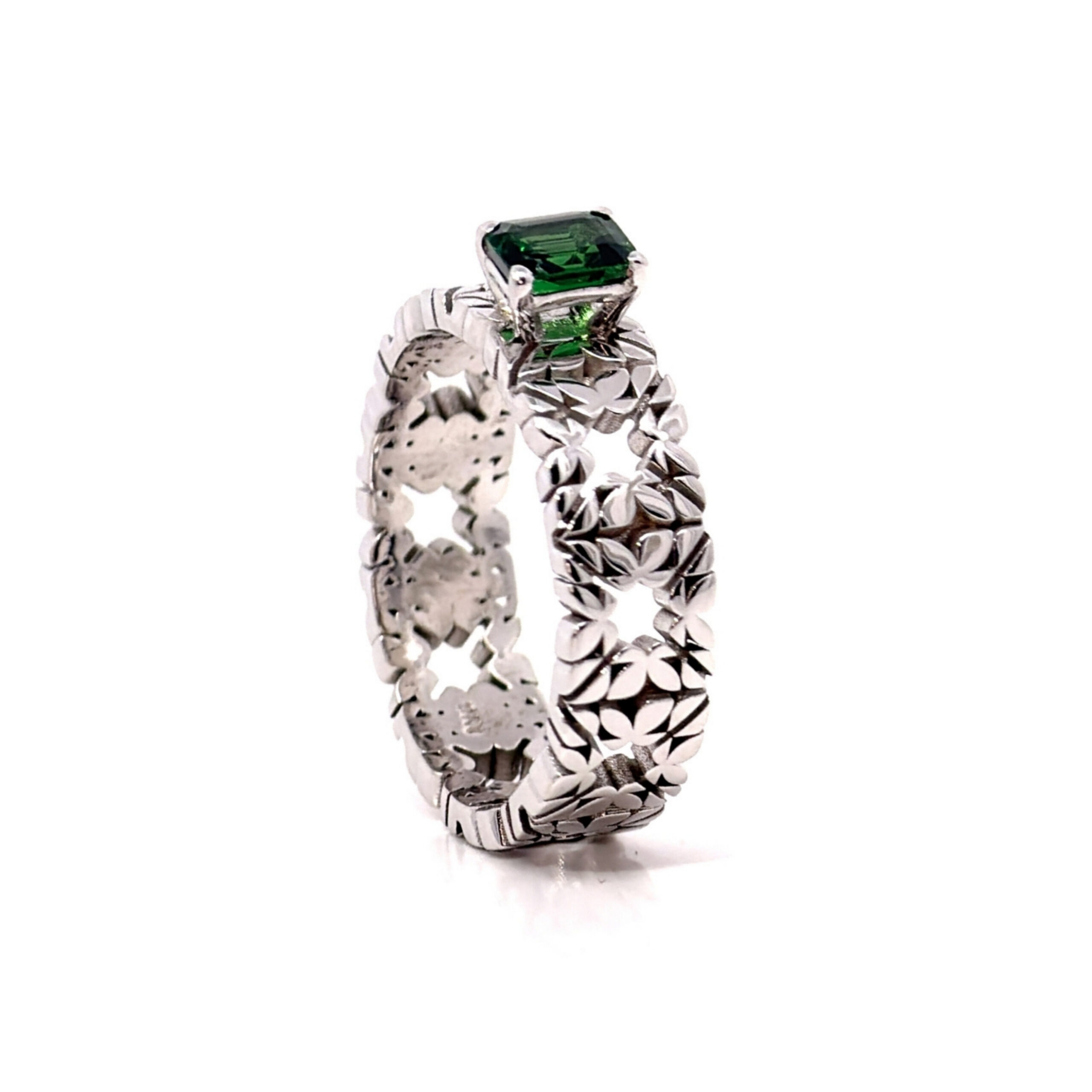 Fede Monogram Cler in Oro Bianco 9k con Tsavorite 0,43ct - immagine 3