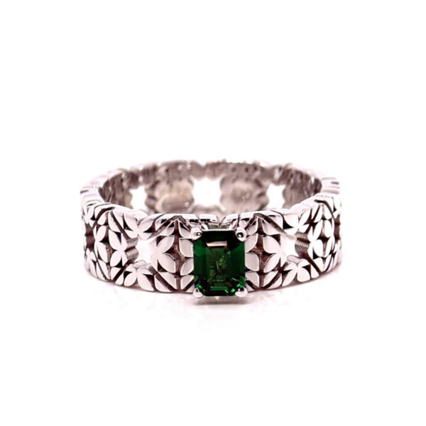 Fede Monogram Cler in Oro Bianco 9k con Tsavorite 0,43ct