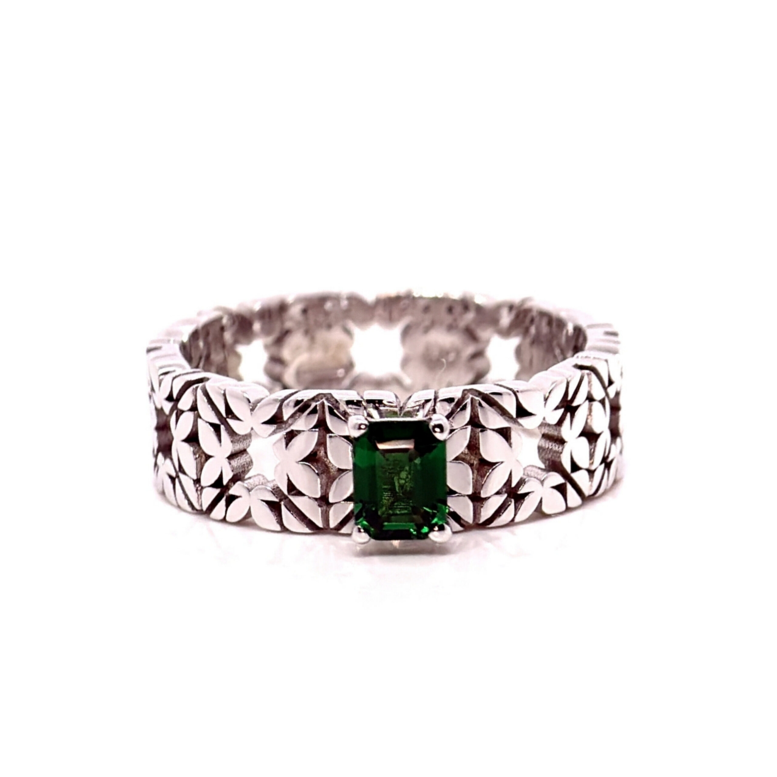 Fede Monogram Cler in Oro Bianco 9k con Tsavorite 0,43ct