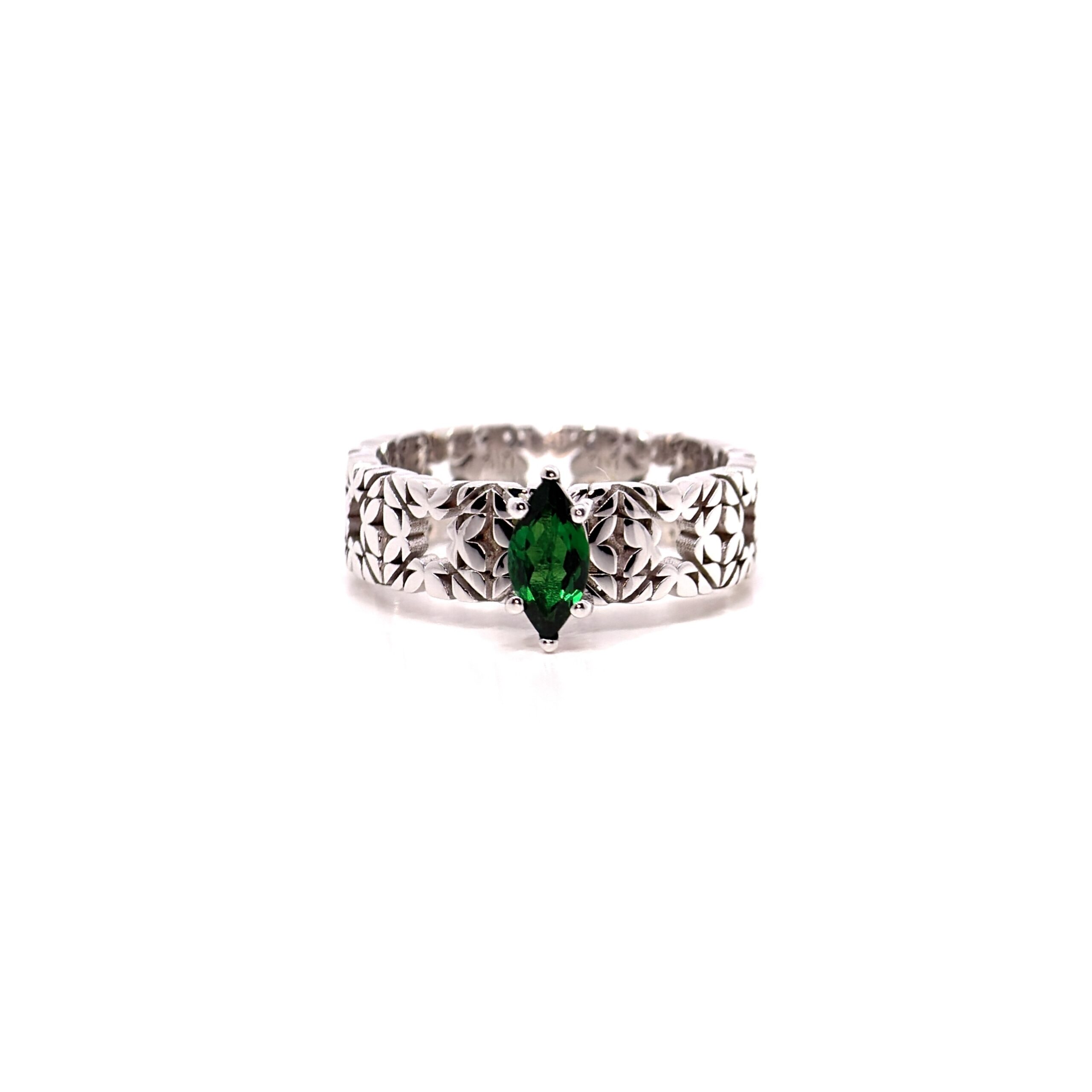 Fede Monogram Cler in Oro Bianco 9k con Tsavorite 0,43ct