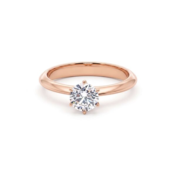 Solitario in Oro Rosa 18k con Diamante 0,78ct color F
