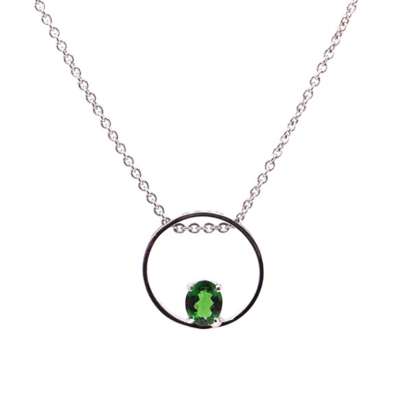 Collana in Oro Bianco 9k con Tsavorite 0,52 ct