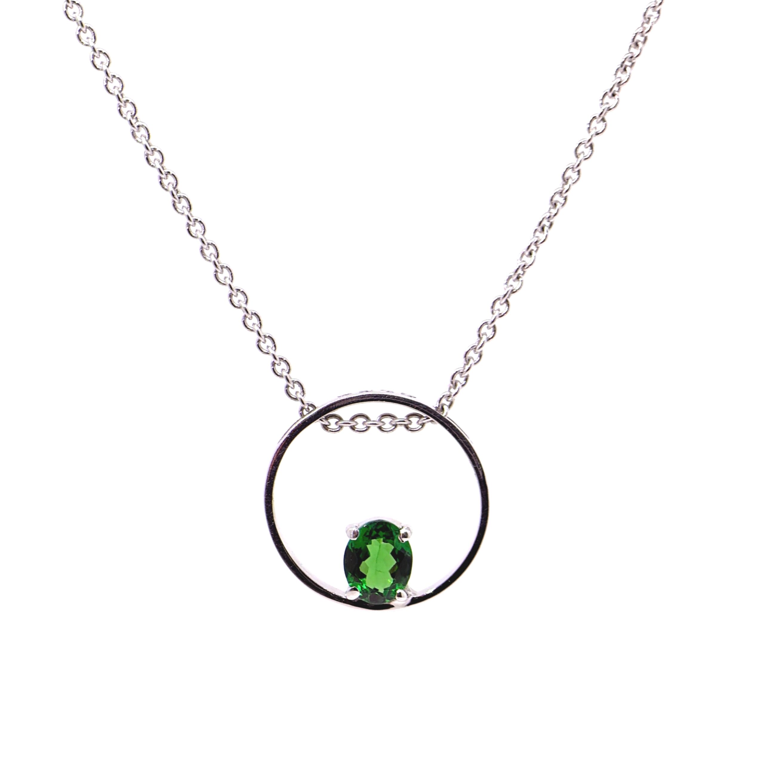 Collana in Oro Bianco 9k con Tsavorite 0,63 ct