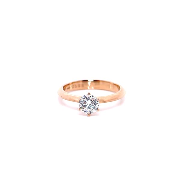 Solitario in Oro Rosa 18k con Diamante 0,78ct color F
