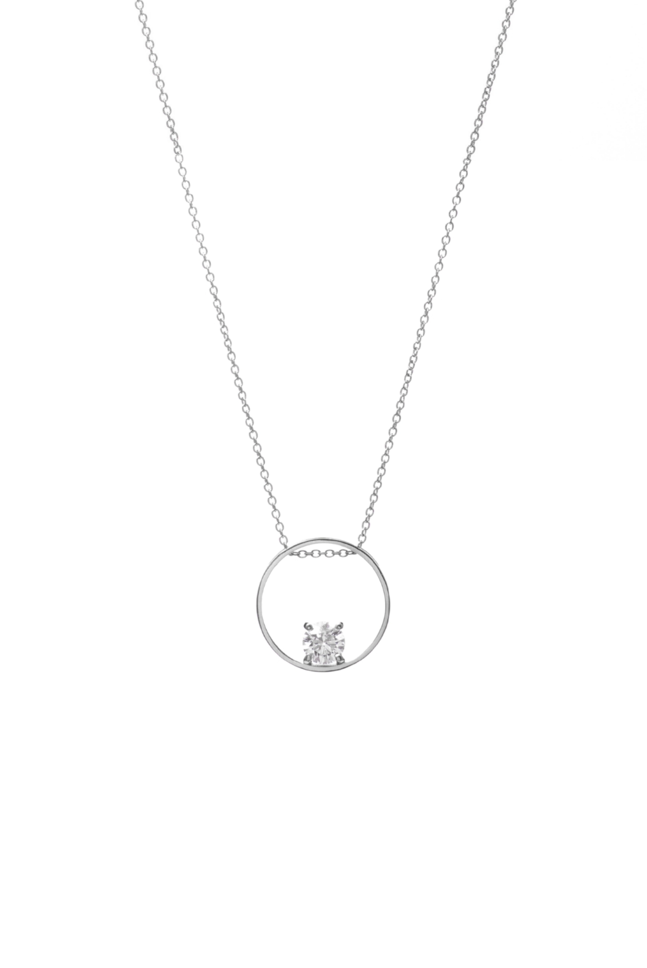 Collana in Oro Bianco 18k con Diamante 0,5 ct