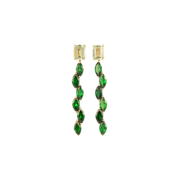 Orecchini in Oro Giallo 18k con Tsavorite 5,15 ct e Berillo 2,56 ct