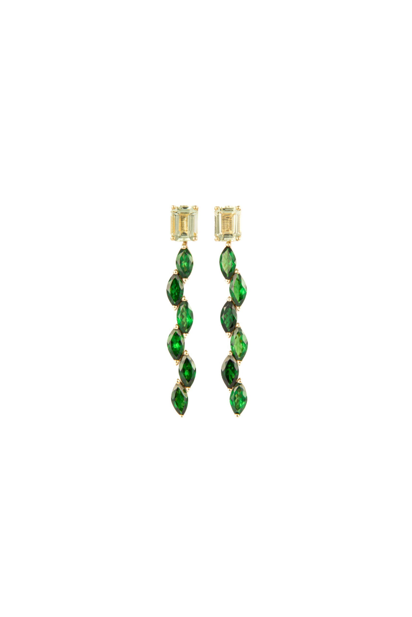 Orecchini in Oro Giallo 18k con Tsavorite 5,15 ct e Berillo 2,56 ct