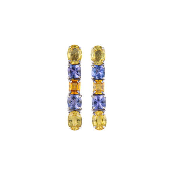 Orecchini in Oro Bianco 18k con Zaffiro 8,11 ct e Tanzanite 4 ct