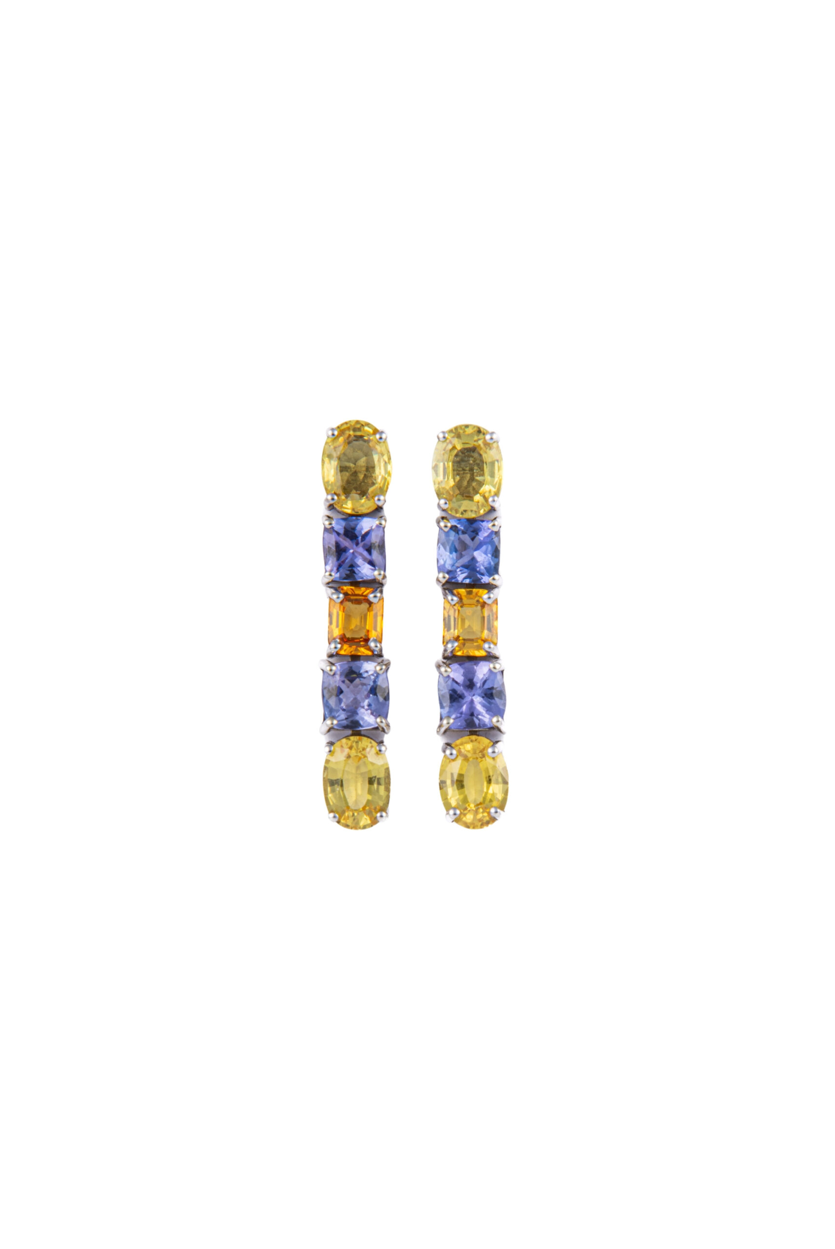 Orecchini in Oro Bianco 18k con Zaffiro 8,11 ct e Tanzanite 4 ct