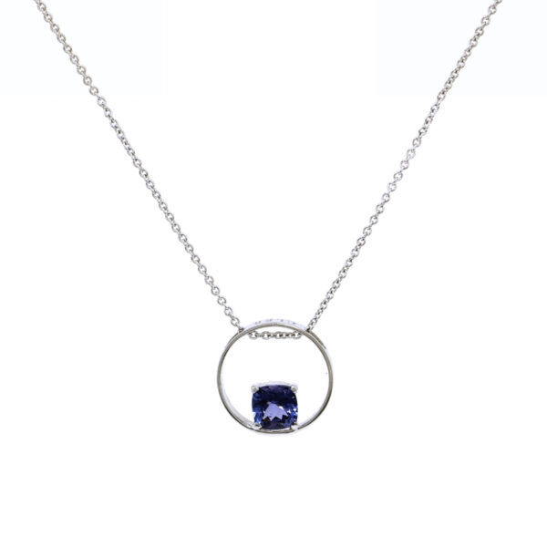 Collana in Oro Bianco 9k con Tanzanite 0,72 ct